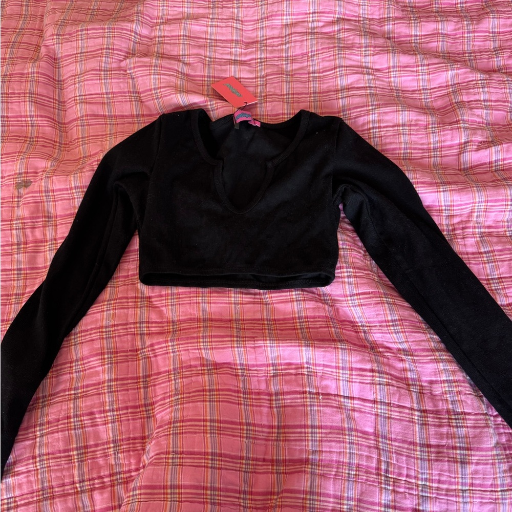 Edikted Black Long Sleeve Crop Top